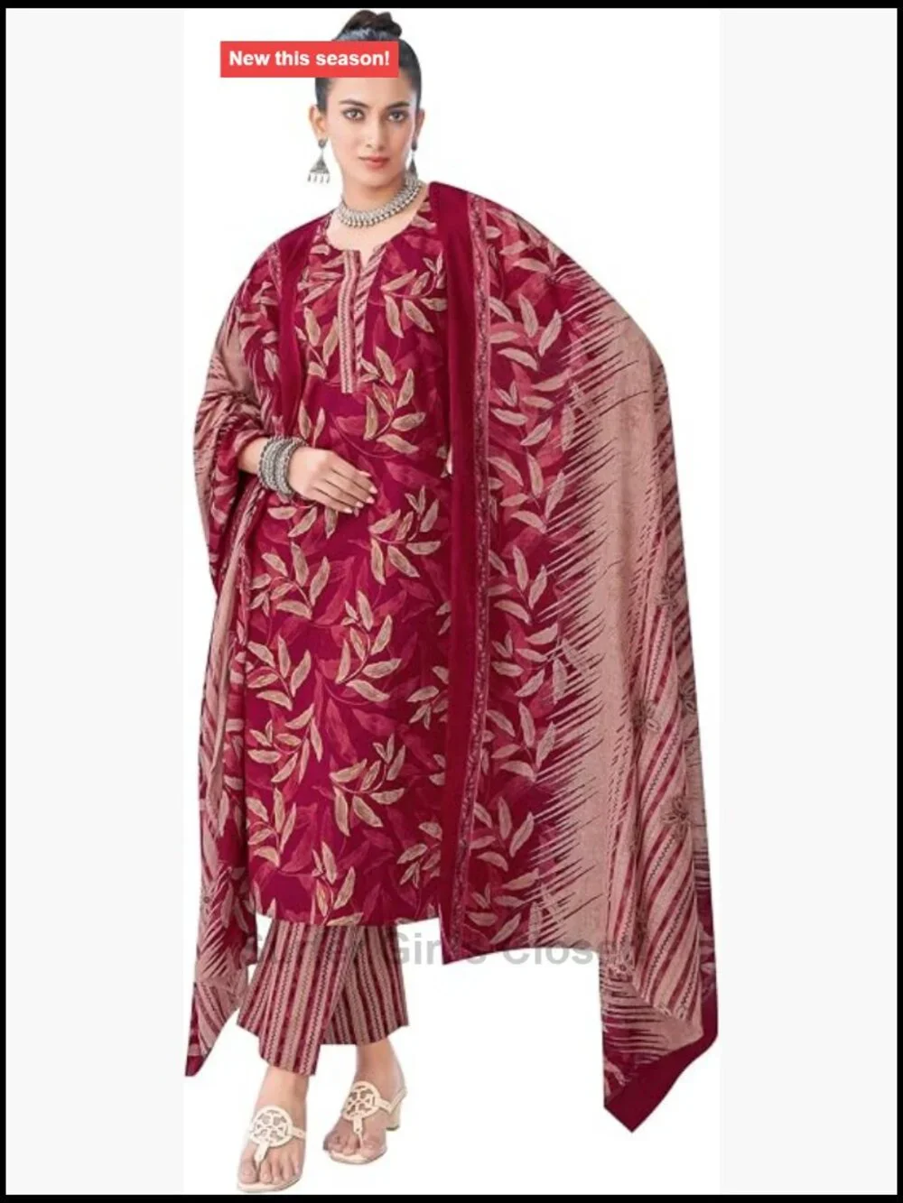 Cotton Printed Salwar Kameez Suit with Dupatta and Pants